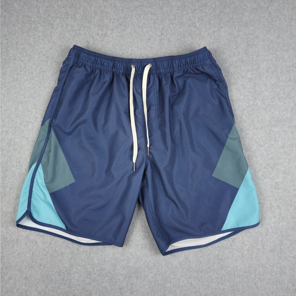 Fair Harbor Mens XL Navy and Teal Swim Trunks FLAW